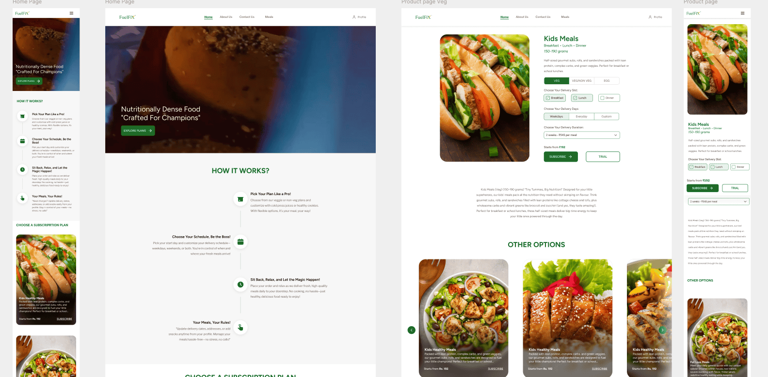 Meal website responsive section